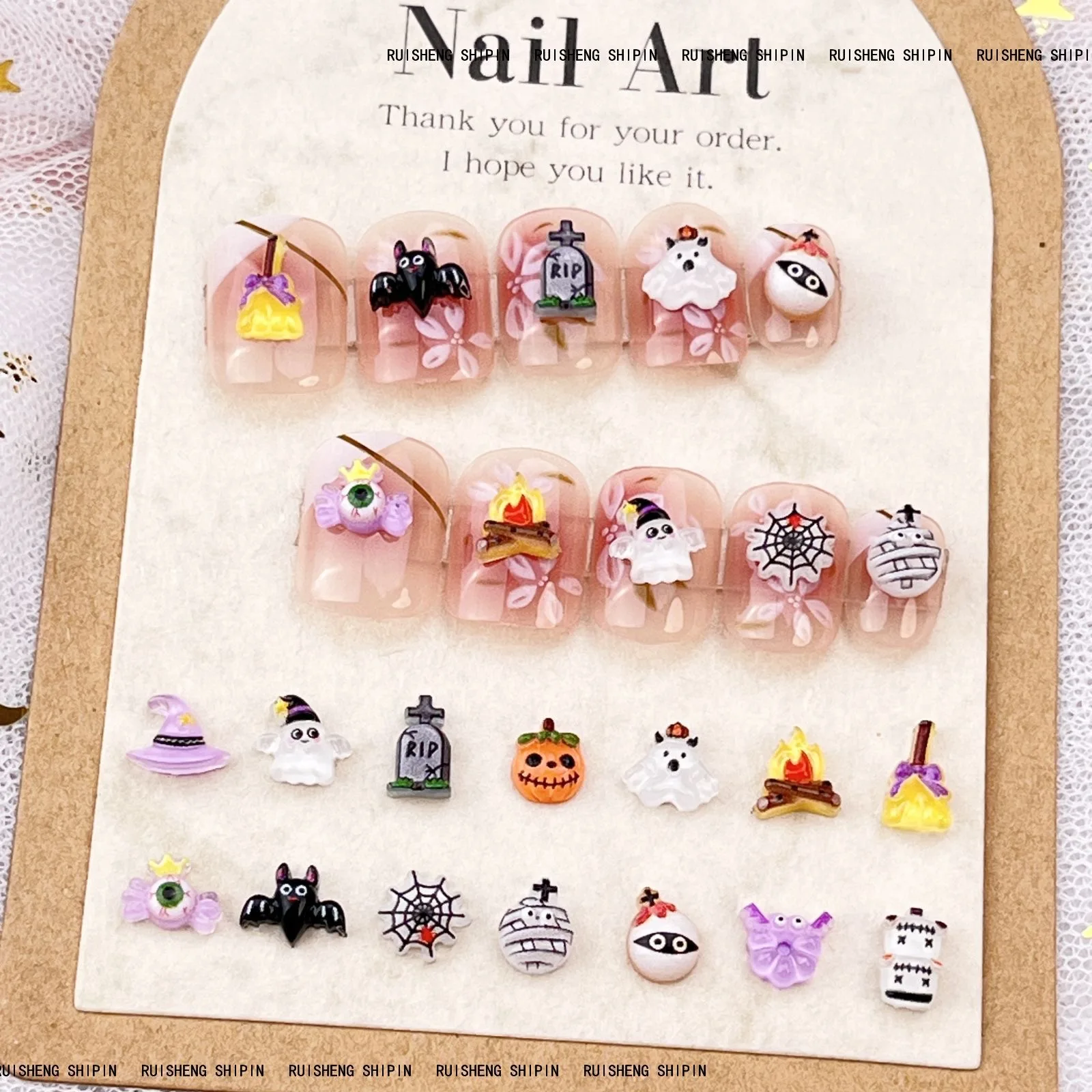 Art Craft Hat - Mini resina halloween acessórios, fantasma, abóbora,
