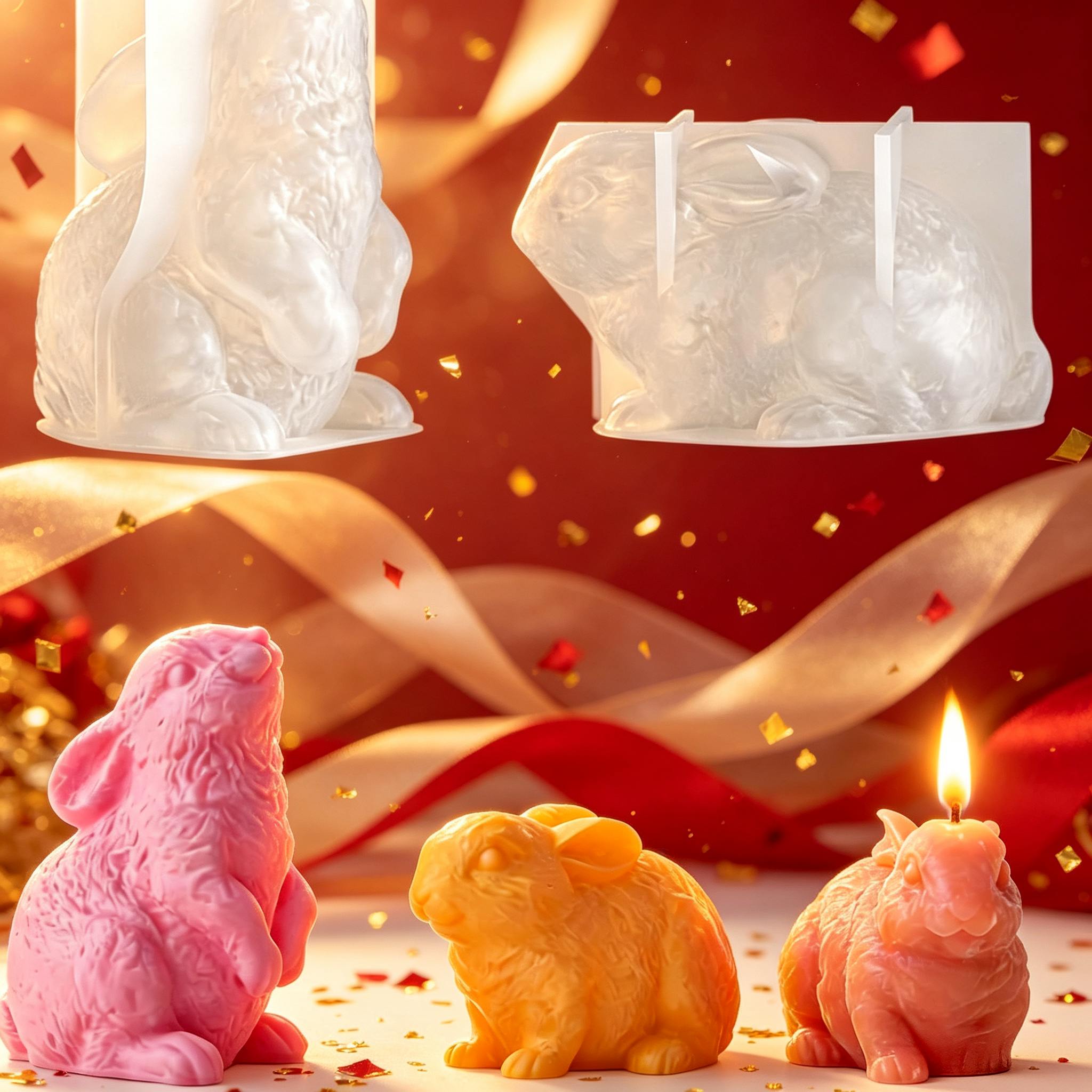 Candle Making Wax - Molde de Silicone 3D de Coelho