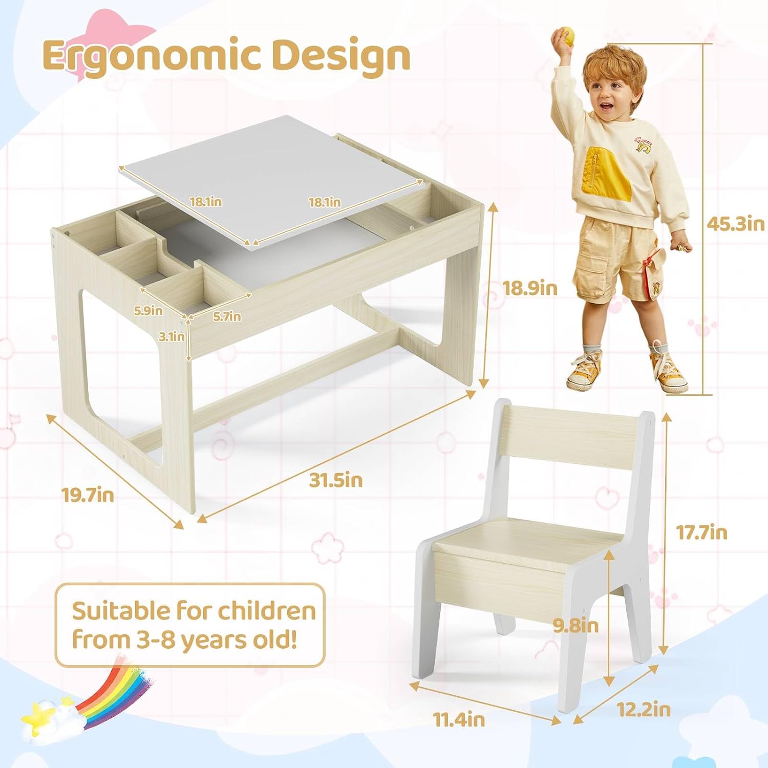 Conjunto de Mesa e Cadeira Inf - Art And Craft For Nursery avaliação e preço